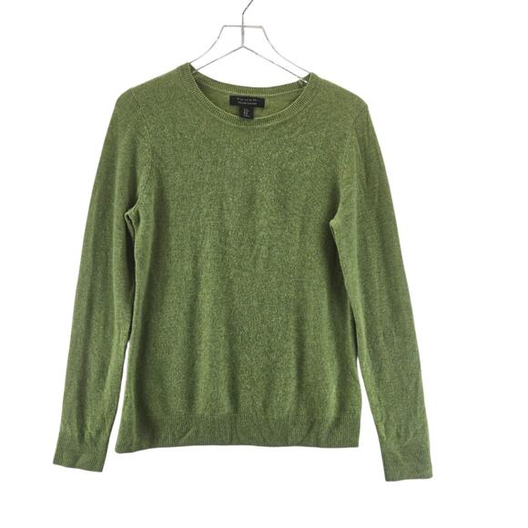 Tahari 100% Cashmere Sweater Womens Medium Celery Green Crewneck Quiet Luxury - Picture 1 of 8